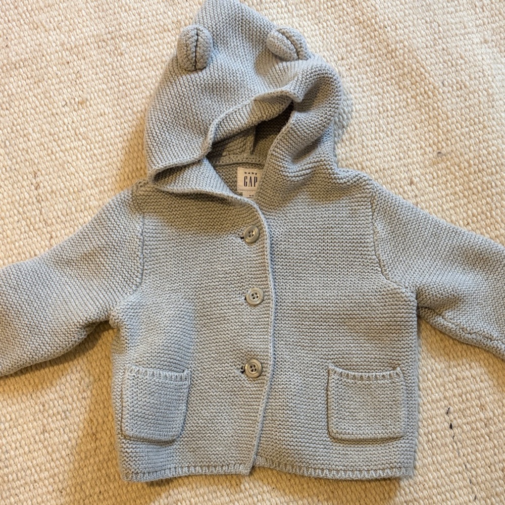 GAP Light Gray Knit Baby Jacket with Hood